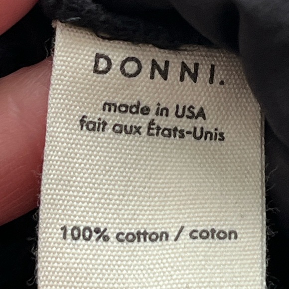 DONNI. Black Cotton Waffle Knit Pants with Drawstring and Lined Front Pockets - Picture 6 of 11